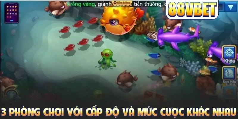 3 phòng chơi với các cấp độ và mức cược khác nhau
